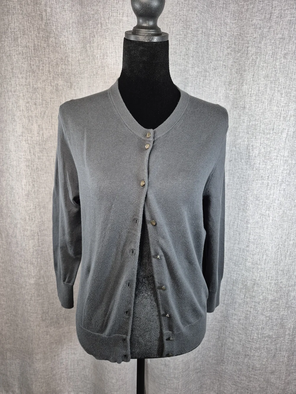 J. Crew Gray Button Front Cardigan Sweater Medium Cotton Blend Long Sleeve
